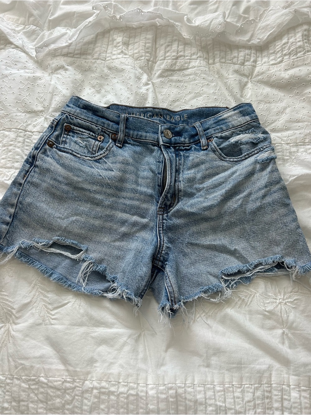 American Eagle Outfitters Light Wash Distressed Denim Cutoff Shorts